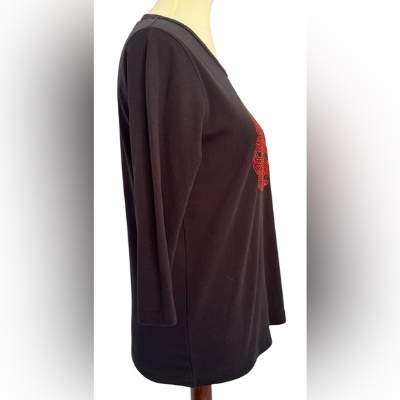 Get Lucky Y2K Black 3/4 Sleeve Embellished Pumpkin Sequin Design Top Size Small - Picture 4 of 12